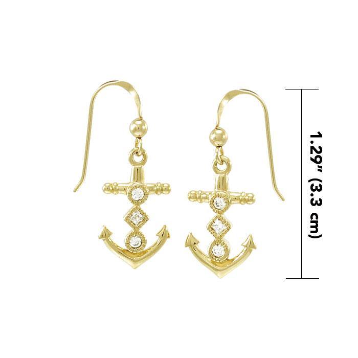 Anchor Gold Vermeil Earrings with Gemstone TER1451 - Jewelry
