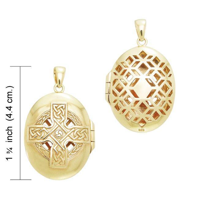 Celtic Cross Gold Vermeil Plate Aroma Locket VPD1414 - Jewelry