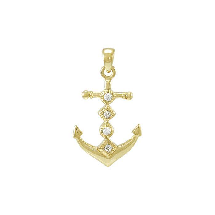 Anchor Gold Vermeil Pendant with Gemstone VPD4047 - Jewelry