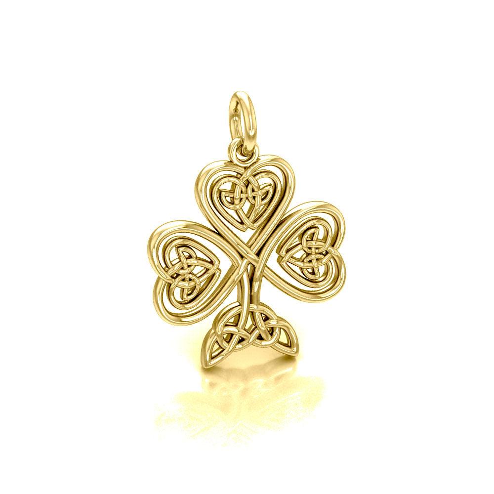 Celtic Knotwork Shamrock Vermeil Plate on Silver Charm by Courtney Davis VTC1083 - Jewelry