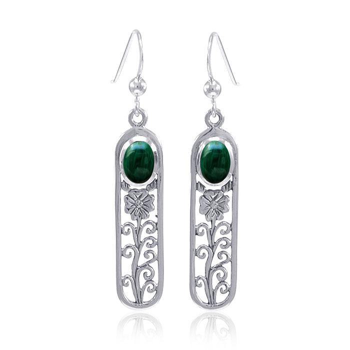 Silver Flower and Gem Earrings WE222 - Jewelry
