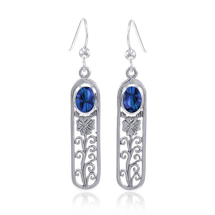Silver Flower and Gem Earrings WE222 - Jewelry