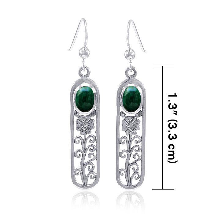 Silver Flower and Gem Earrings WE222 - Jewelry