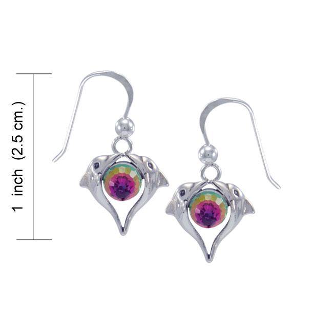 Dolphin Love Sterling Silver Earrings WE234 - Jewelry