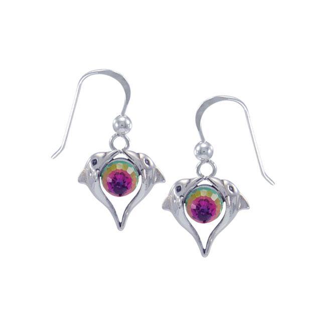 Dolphin Love Sterling Silver Earrings WE234 - Jewelry