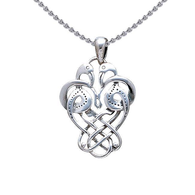 Celtic Knotwork Birds Silver Pendant WP009 - Jewelry