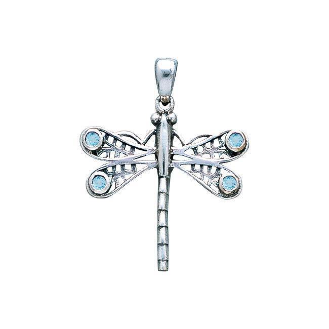Dragonfly Sterling Silver Pendant with Gemstone WP024 - Jewelry