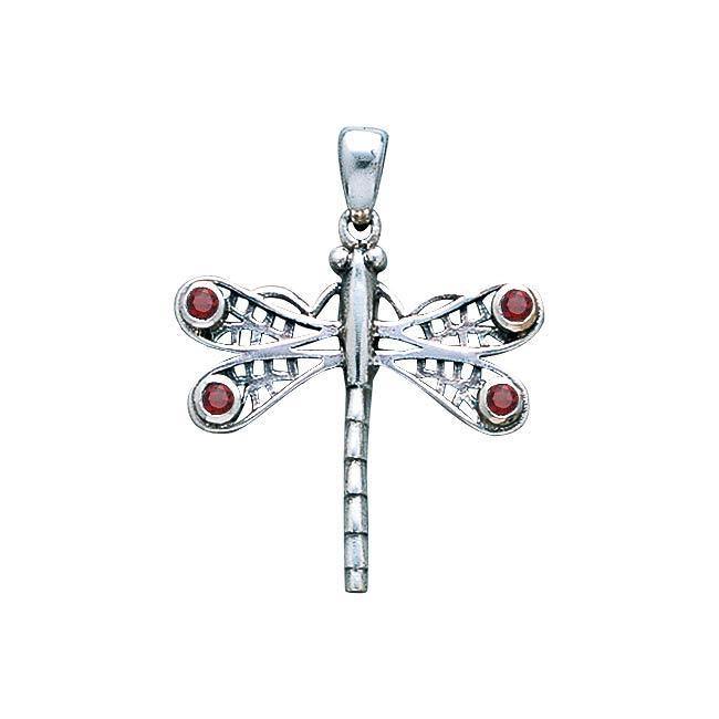 Dragonfly Sterling Silver Pendant with Gemstone WP024 - Jewelry