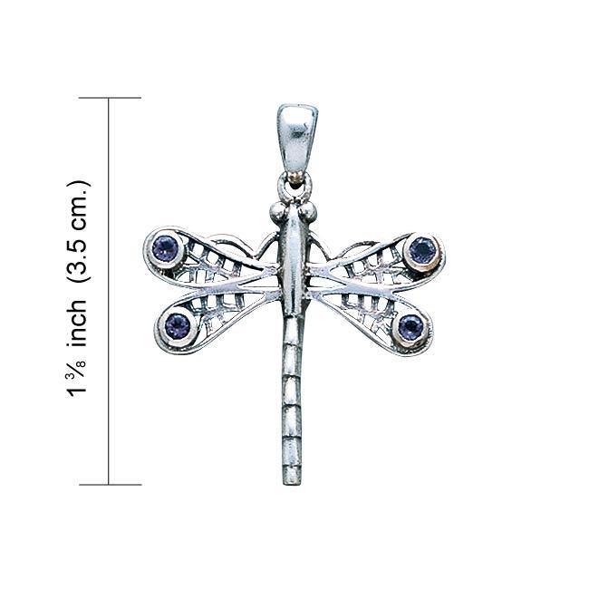 Dragonfly Sterling Silver Pendant with Gemstone WP024 - Jewelry