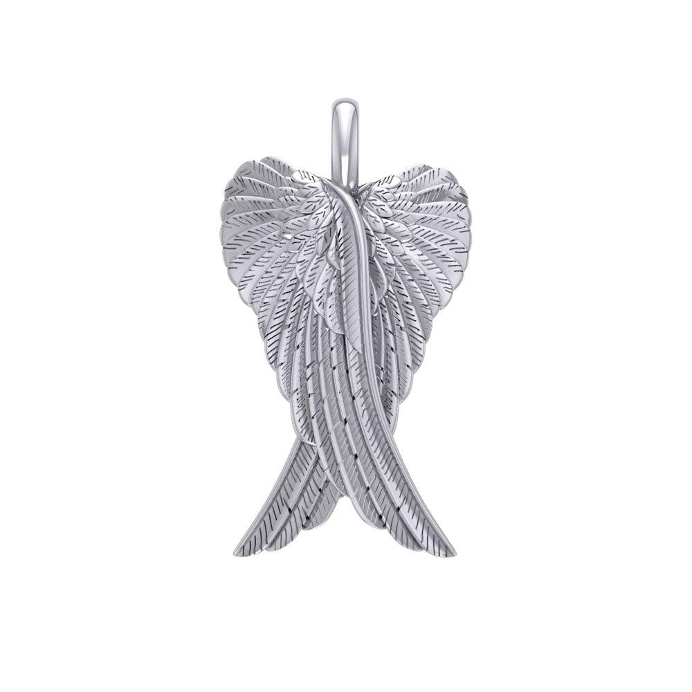 Angel Wings 14K White Gold Pendant WPD2933 - Jewelry