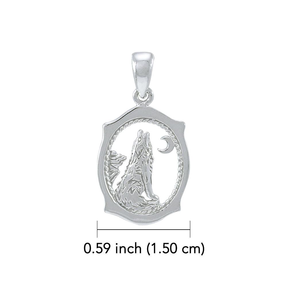 Howling Wolf 14K White Gold Pendant WPD3094 - Jewelry