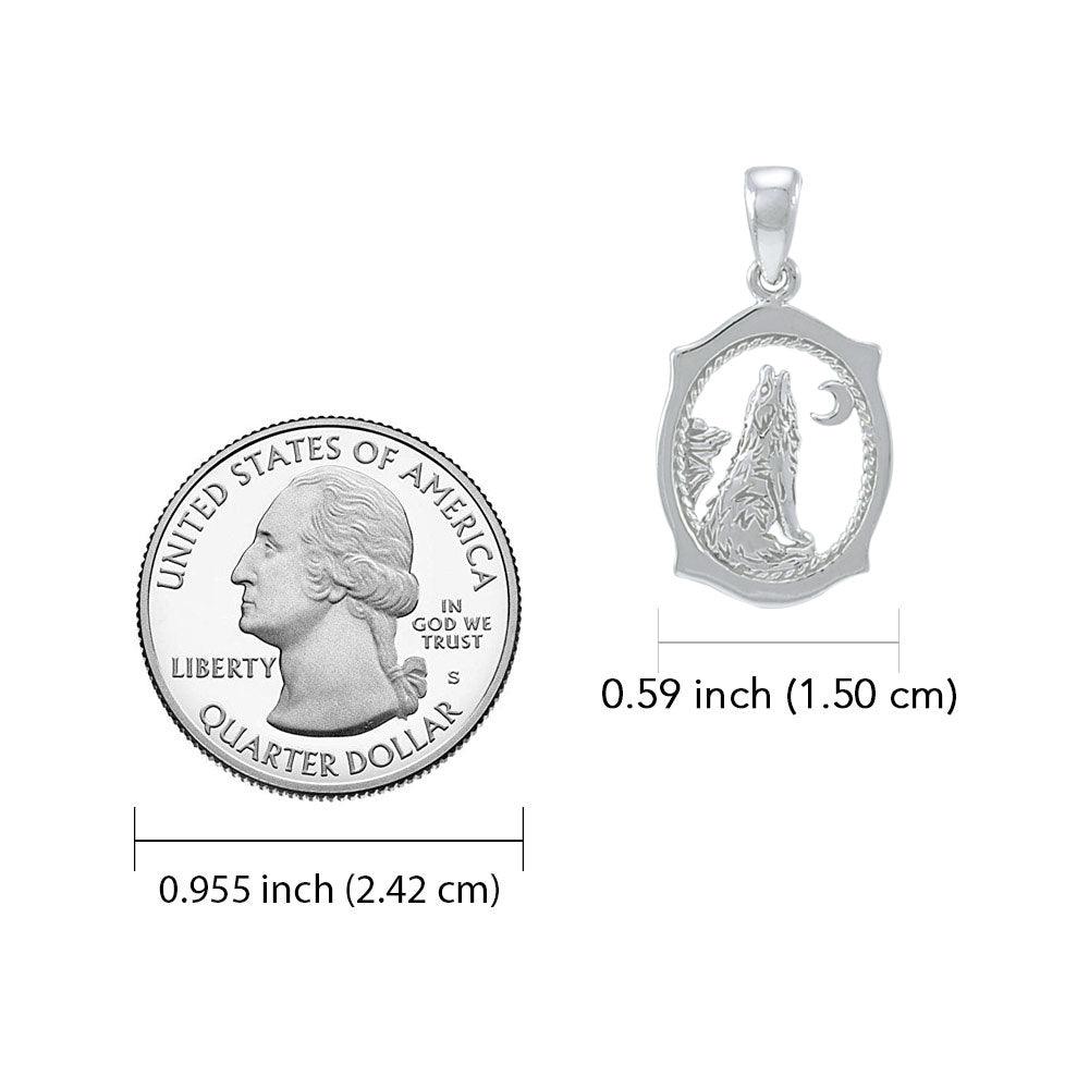 Howling Wolf 14K White Gold Pendant WPD3094 - Jewelry