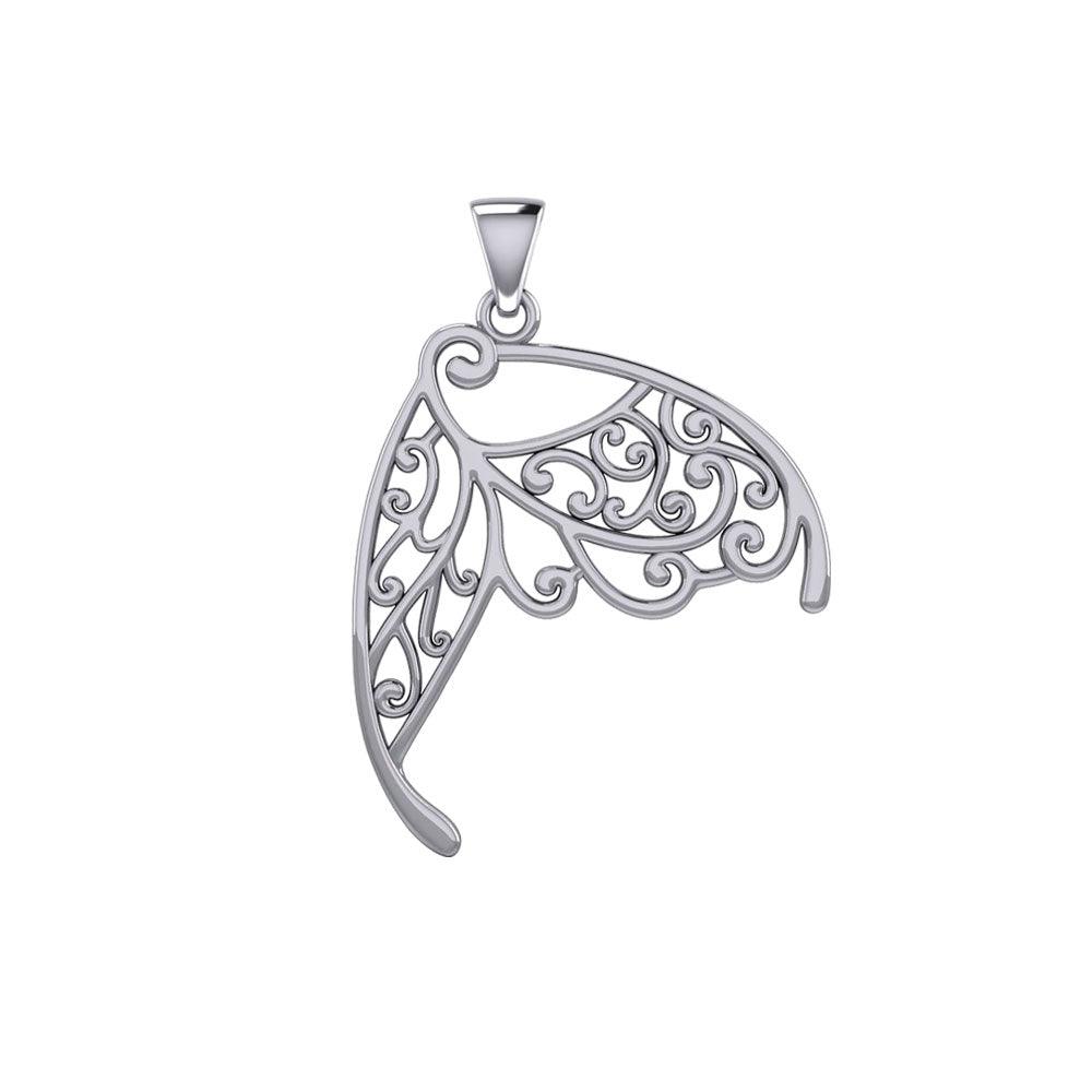 Butterfly Wing 14K White Gold Pendant WPD3586 - Jewelry