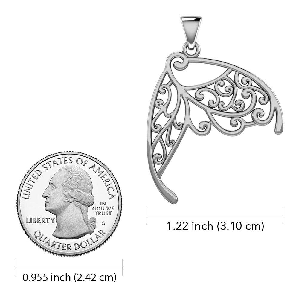 Butterfly Wing 14K White Gold Pendant WPD3586 - Jewelry