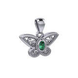 Life's colorful transformation ~ 14K White Gold Jewelry Butterfly Pendant with Gemstone WPD3685 - Jewelry