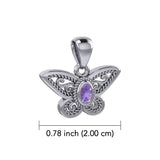 Life's colorful transformation ~ 14K White Gold Jewelry Butterfly Pendant with Gemstone WPD3685 - Jewelry