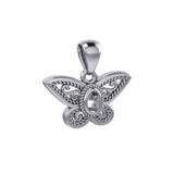 Life's colorful transformation ~ 14K White Gold Jewelry Butterfly Pendant with Gemstone WPD3685 - Jewelry