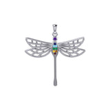 Lovely Spiritual Chakra Dragonfly 14K White Gold Pendant WPD4214 - Jewelry