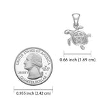 Sea Turtle with Star 14K White Gold Pendant WPD5205 - Jewelry