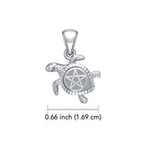 Sea Turtle with Star 14K White Gold Pendant WPD5205 - Jewelry
