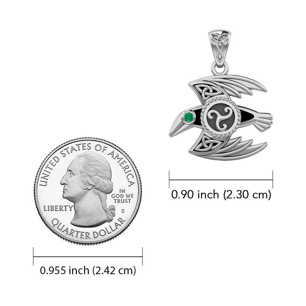 Behind the Mystery of the Mythical Raven 14K White Gold Jewelry Pendant with Gemstone WPD5381 - Jewelry