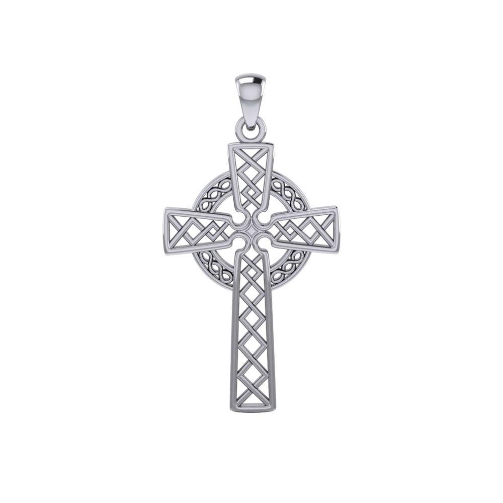 Modern Celtic Cross 14K White Gold Pendant WTP1031 - Jewelry