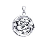 Moon Sun Stars And Planet 14K White Gold Pendant WTP3137 - Jewelry