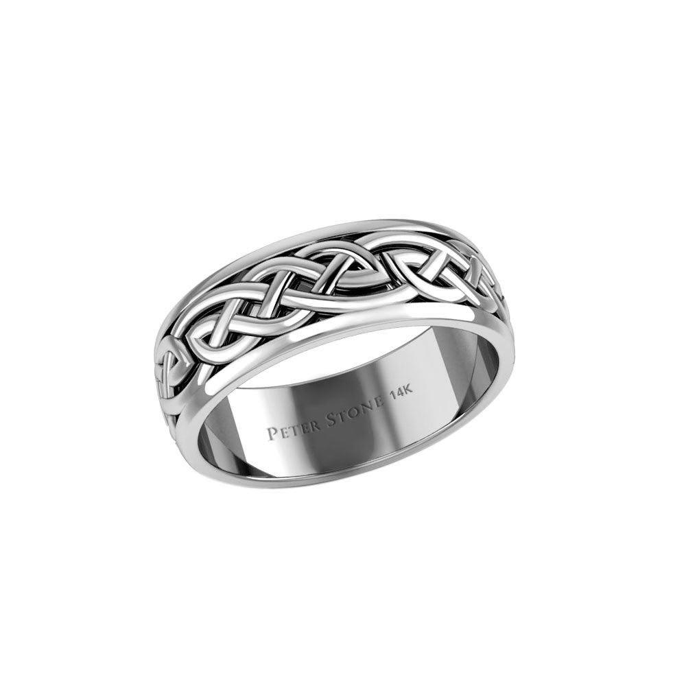 Celtic Knotwork 14K White Gold Spinner Ring WTR1757 - Jewelry