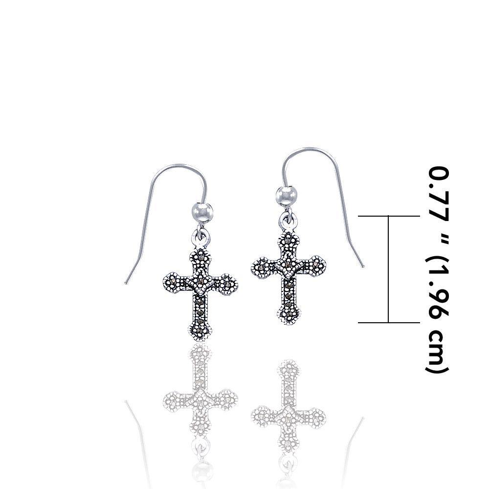Silver Medieval Cross Earrings and Marcasite JE021 - Jewelry