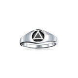 Triangle AA Recovery Symbol Silver Ring JR126
