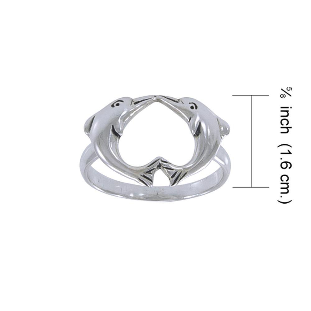 Love Dolphins Silver Ring JR186 - Jewelry