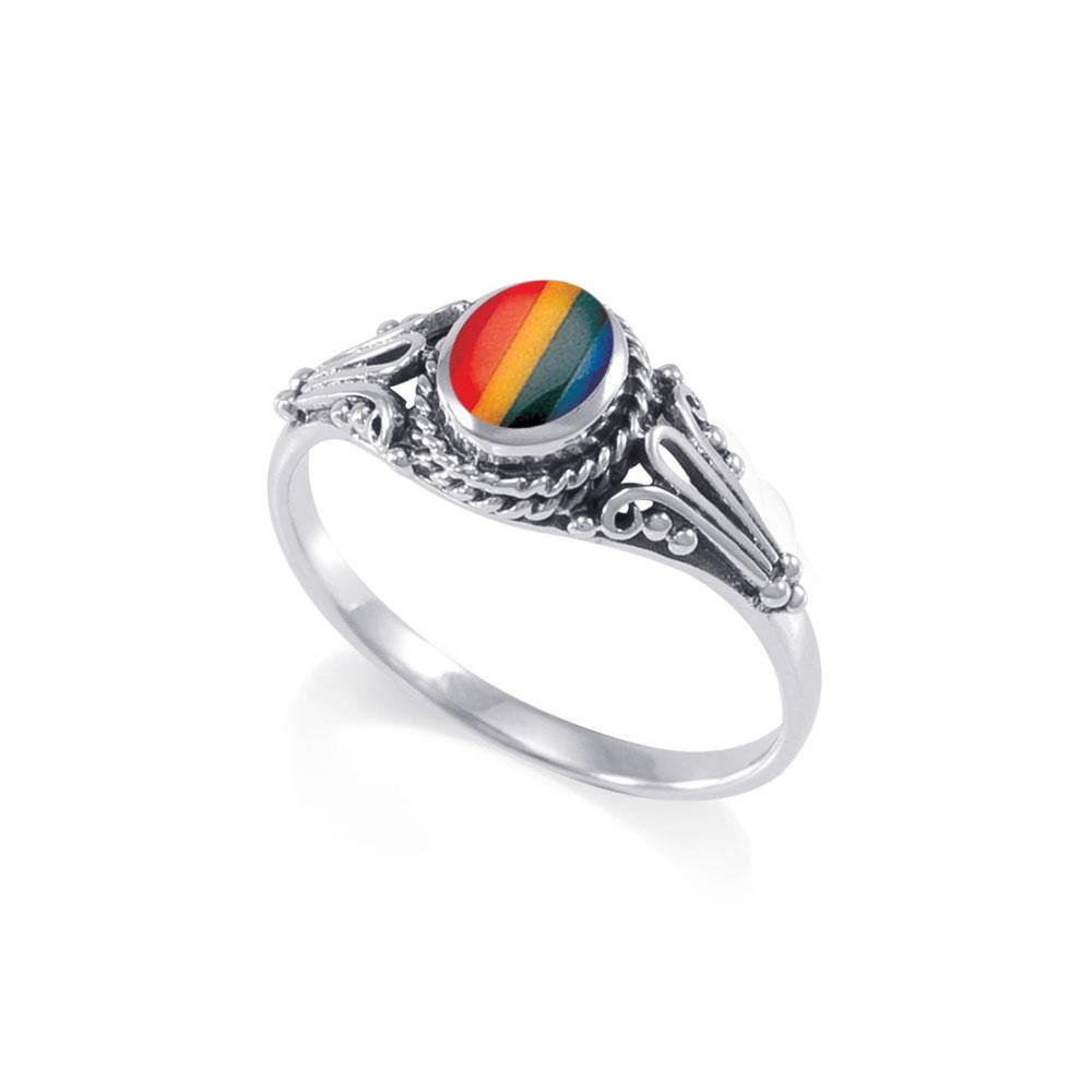 Rainbow / Yin Yang Pride Silver Ring JR207 - Jewelry