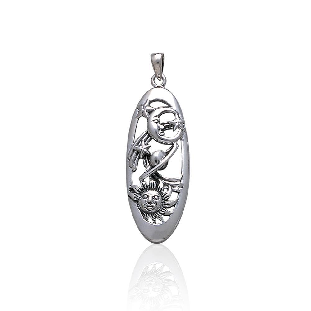 Sterling Silver Oval Celestial Scene Pendant LP1781 - Jewelry