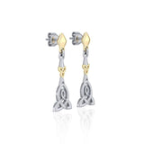 Celtic Trinity Knot Sterling Silver and 14K Gold Accent Post Earrings MER1678