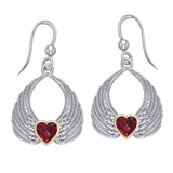 Gemstone Heart Angel Wings Silver and 14K Gold Accent Earrings MER1723 - Jewelry