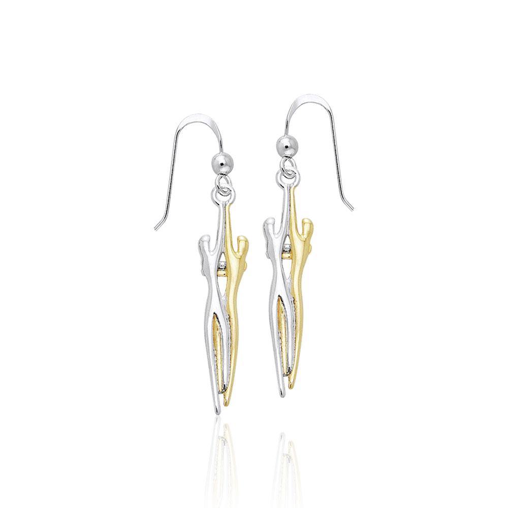 Venus and Mars Gold and Silver Earrings MER507 - Jewelry
