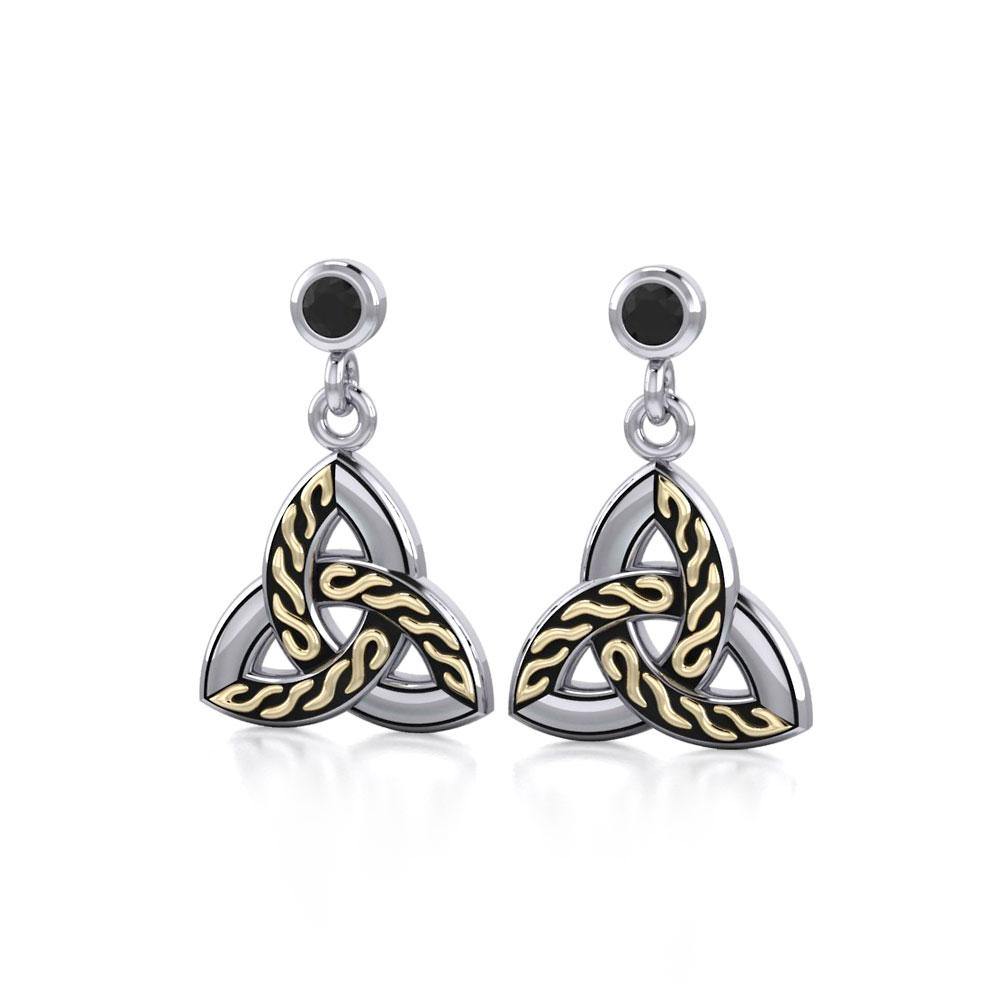 Celtic Trinity Knot Silver and Gold Post Earrings MER705 - Jewelry