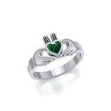 Irish Claddagh Silver Ring with Gem MG058I - Jewelry