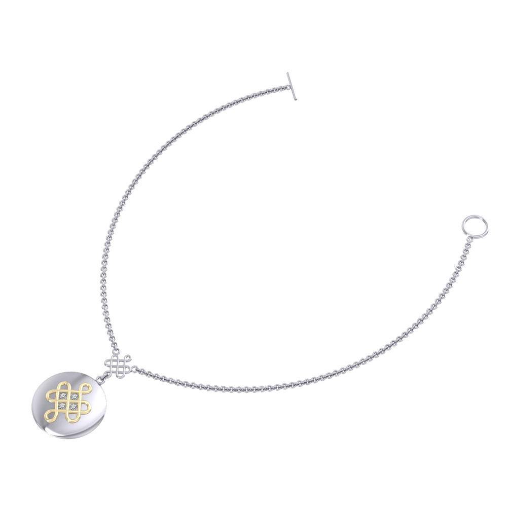 Chinese Mystic Knot Silver and Gold Necklace MNC357 - Jewelry