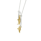 Double Hammerhead Shark Sterling Silver and Gold Accent Necklace MNC434P - Jewelry