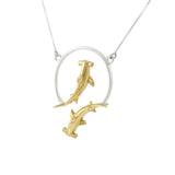 Quadruple Hammerhead Shark Sterling Silver and Gold Necklace MNC434P - Jewelry