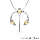 A resilient Irish pride ~ Sterling Silver Goddess Danu-inspired Thistle Pendant Jewelry with 14k Gold accent MPD1234 - Jewelry