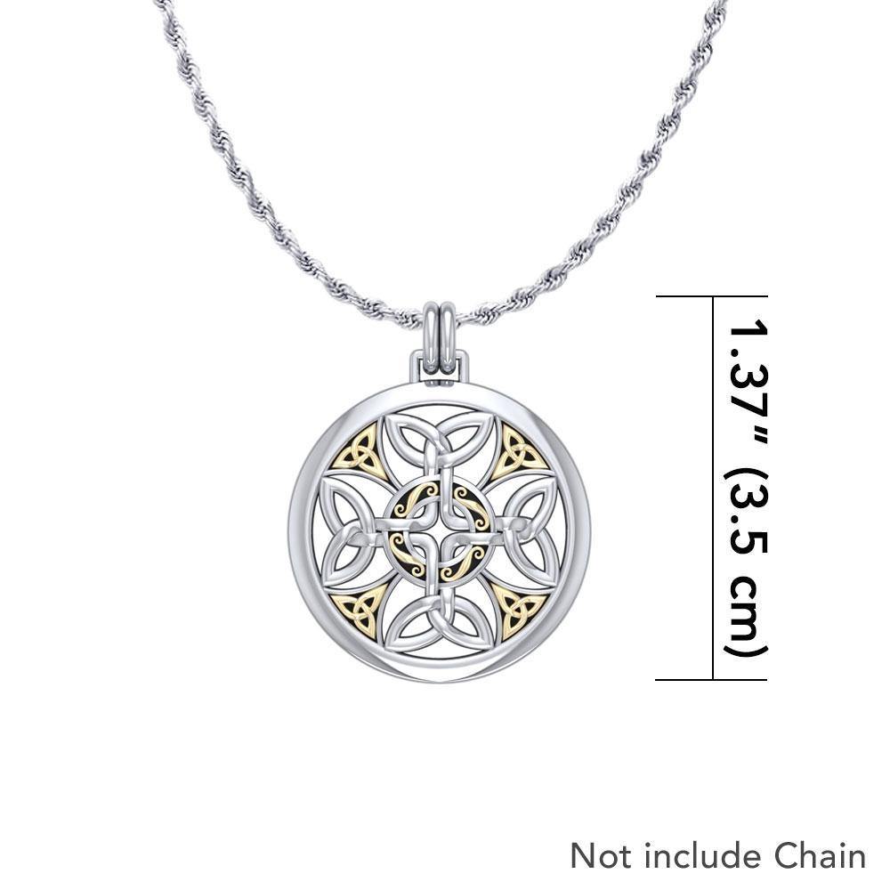Celtic Cross Silver and 18K Gold Accent Pendant MPD1356 - Jewelry