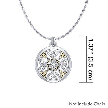 Celtic Cross Silver and 18K Gold Accent Pendant MPD1356 - Jewelry