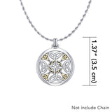 Celtic Cross Silver and 18K Gold Accent Pendant MPD1356 - Jewelry