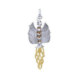 Rising Phoenix Silver and 14K Gold Accent Pendant MPD2911 - Jewelry