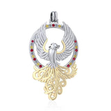 Majestic Phoenix Silver and 14K Gold Accent Pendant MPD2916 - Jewelry