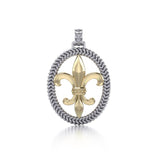 Crowned with Nobility and Spirituality ~ Fleur-de-Lis Braided  Silver with 14K Gold Accent Pendant MPD323