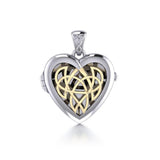 Celtic Heart Aroma Sterling Silver and 14K Gold Accent Locket Pendant MPD5040