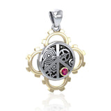 Peace Steampunk Sterling Silver and 14K Gold Accent Pendant MPD3927